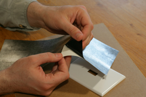 Peel off backing and lay laminate face down on your work surface